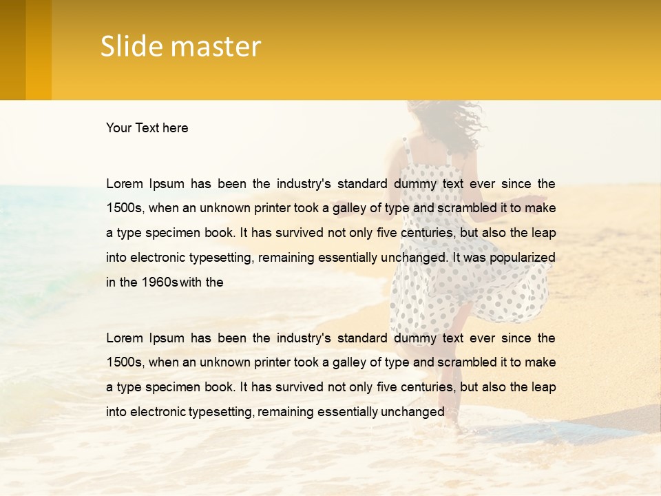 Girl Running On The Sand Of The Sea PowerPoint Template