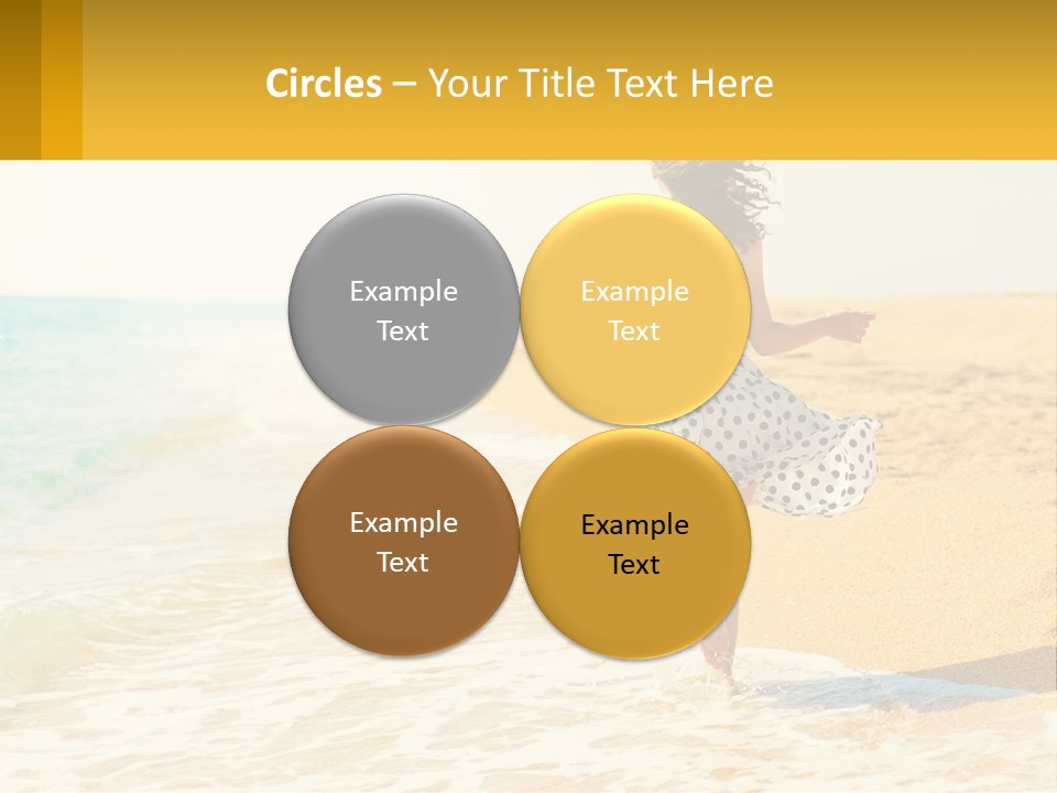 Girl Running On The Sand Of The Sea PowerPoint Template