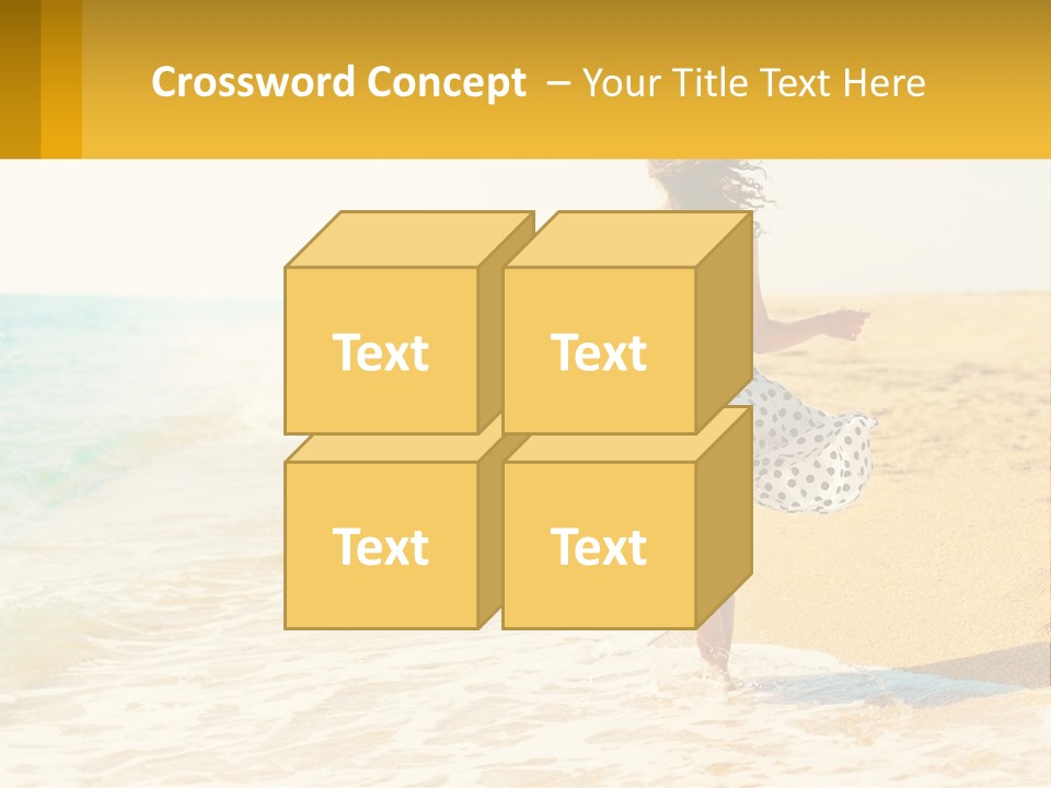 Girl Running On The Sand Of The Sea PowerPoint Template