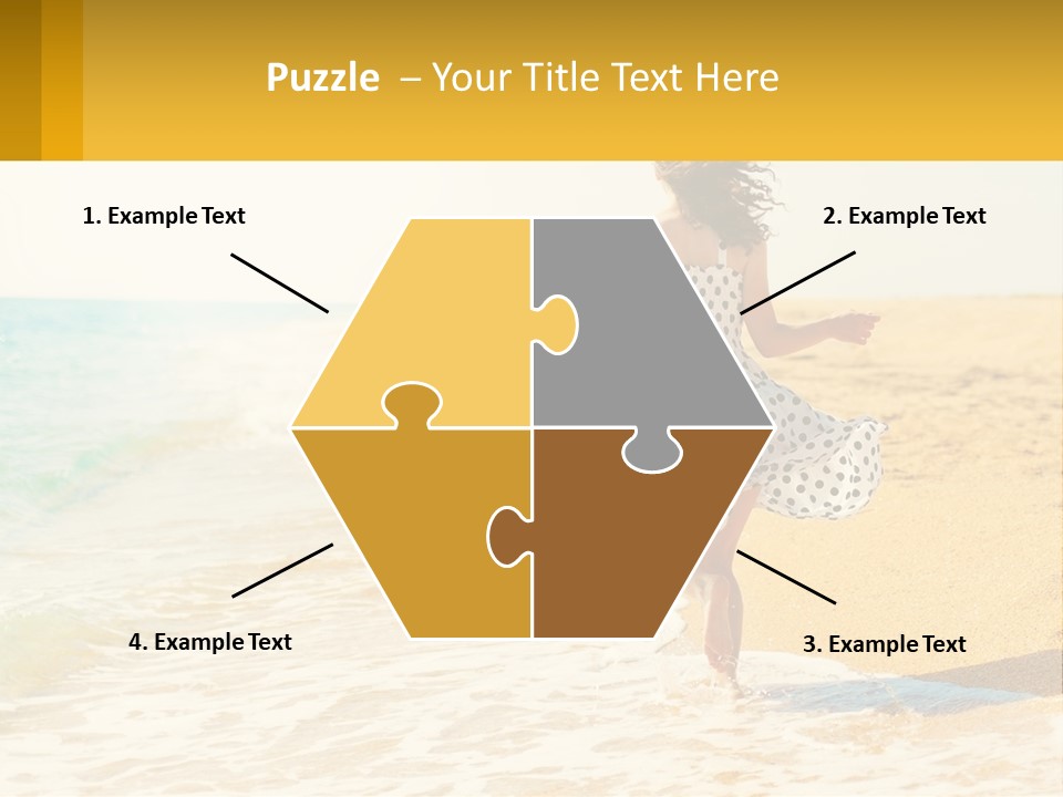 Girl Running On The Sand Of The Sea PowerPoint Template