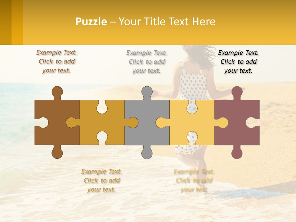 Girl Running On The Sand Of The Sea PowerPoint Template