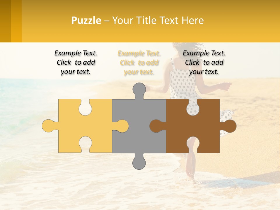 Girl Running On The Sand Of The Sea PowerPoint Template