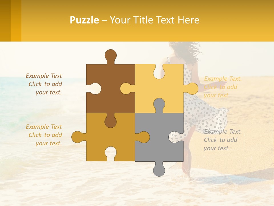 Girl Running On The Sand Of The Sea PowerPoint Template