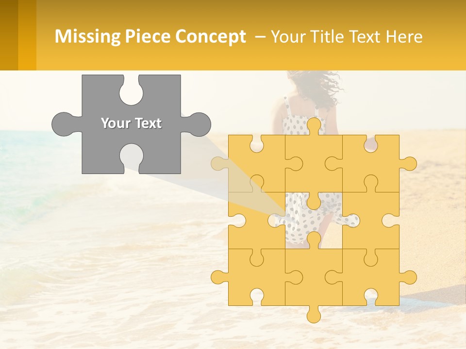 Girl Running On The Sand Of The Sea PowerPoint Template