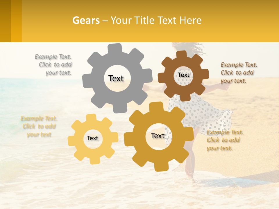 Girl Running On The Sand Of The Sea PowerPoint Template