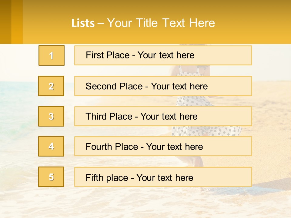 Girl Running On The Sand Of The Sea PowerPoint Template