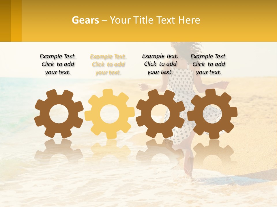 Girl Running On The Sand Of The Sea PowerPoint Template
