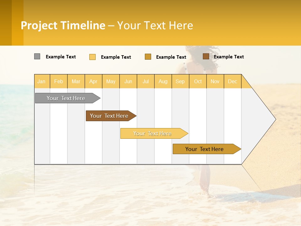 Girl Running On The Sand Of The Sea PowerPoint Template