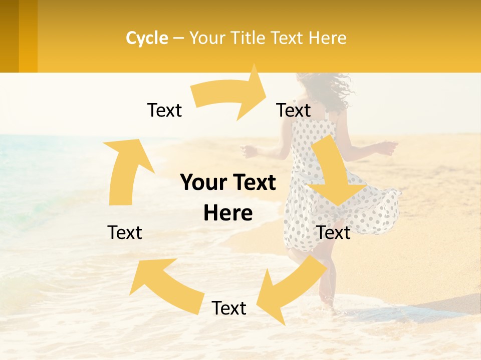 Girl Running On The Sand Of The Sea PowerPoint Template