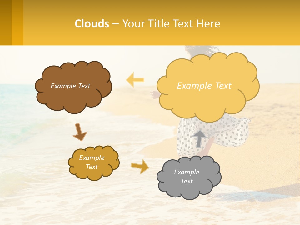 Girl Running On The Sand Of The Sea PowerPoint Template