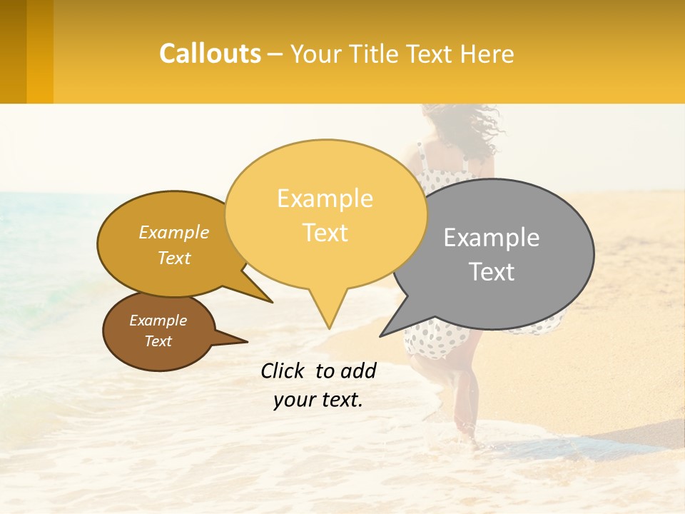 Girl Running On The Sand Of The Sea PowerPoint Template