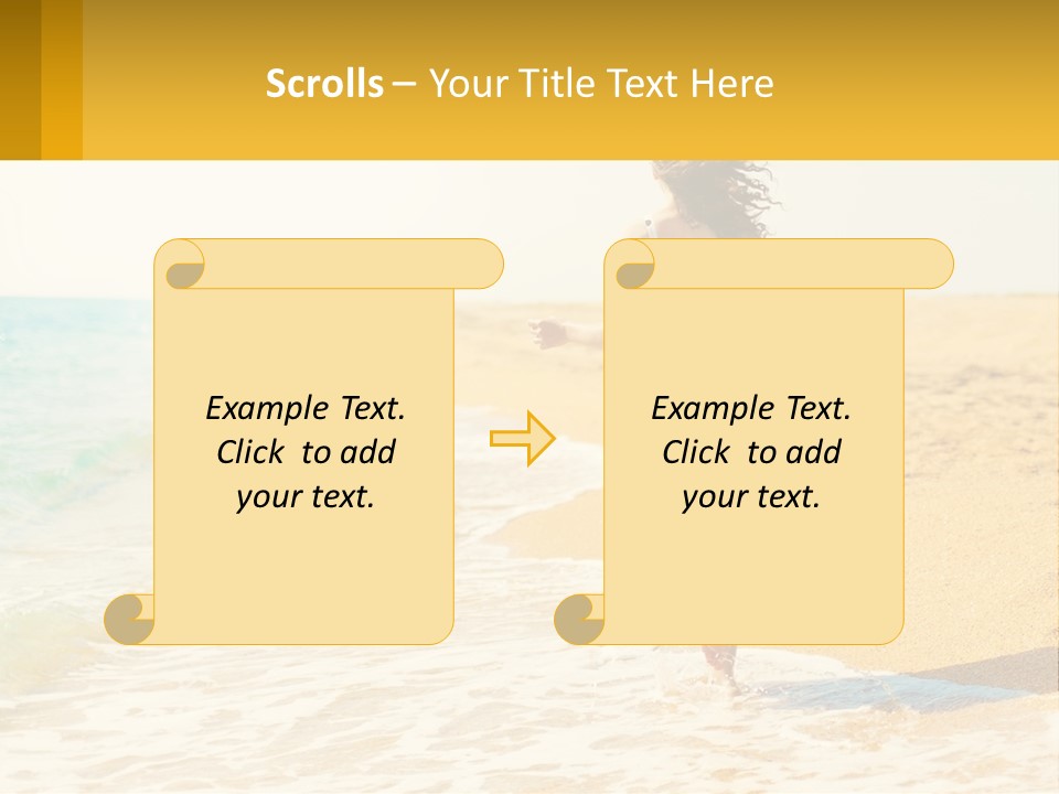 Girl Running On The Sand Of The Sea PowerPoint Template