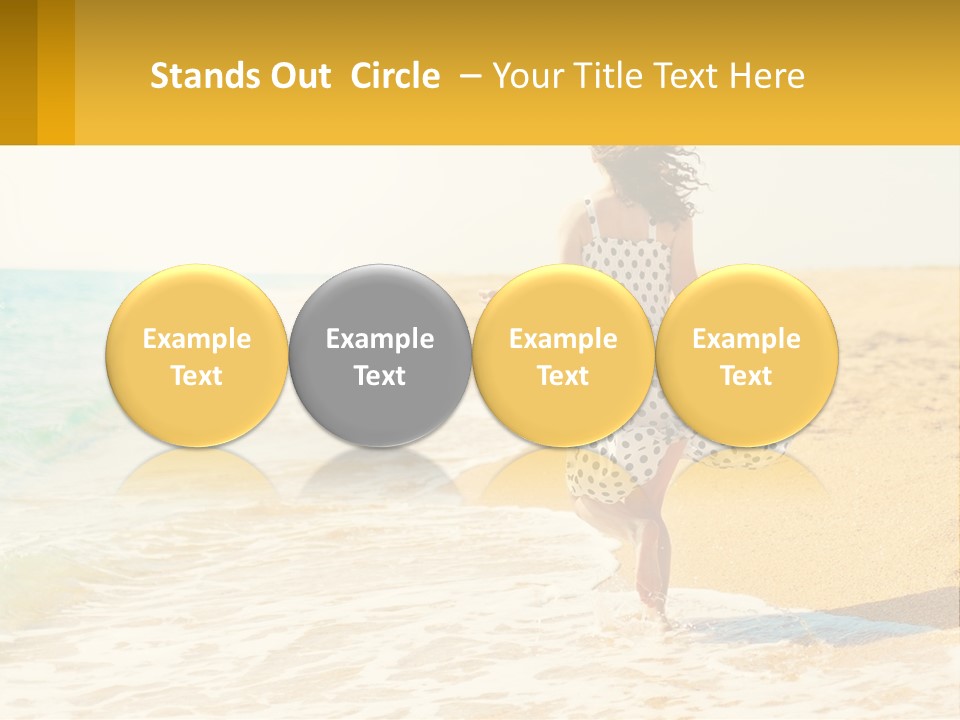 Girl Running On The Sand Of The Sea PowerPoint Template