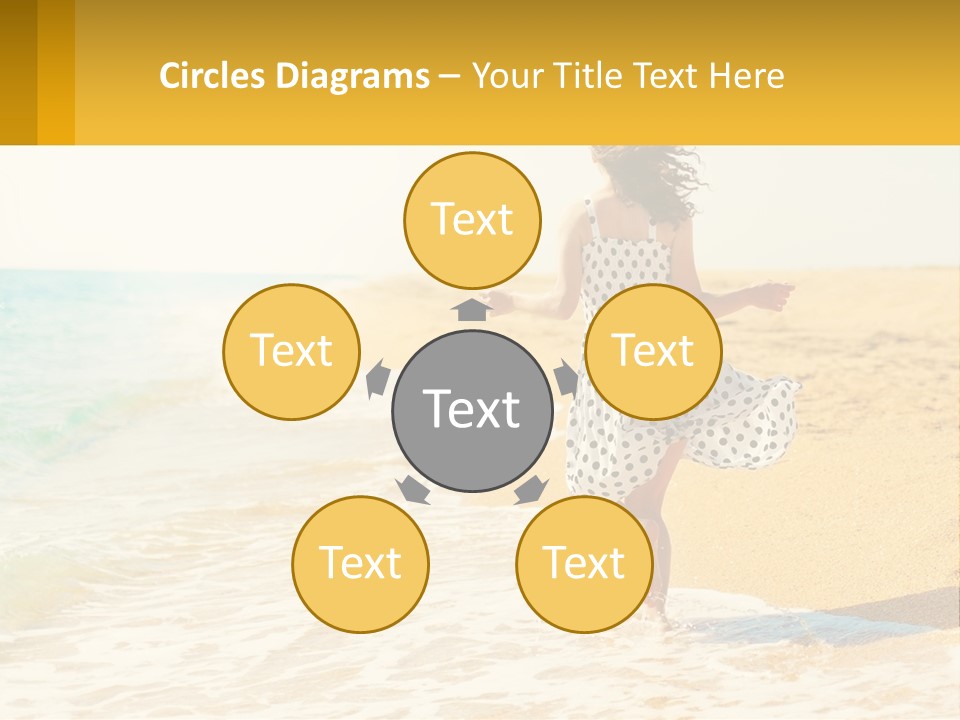 Girl Running On The Sand Of The Sea PowerPoint Template