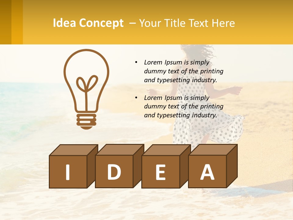 Girl Running On The Sand Of The Sea PowerPoint Template