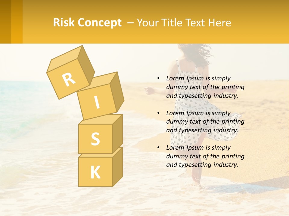 Girl Running On The Sand Of The Sea PowerPoint Template