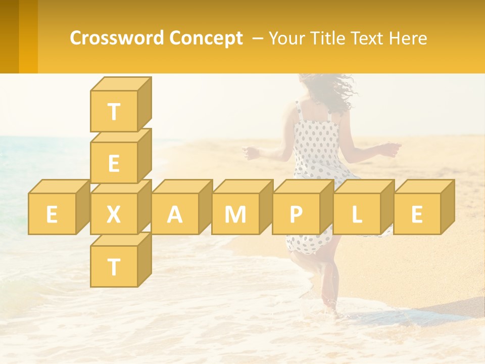 Girl Running On The Sand Of The Sea PowerPoint Template