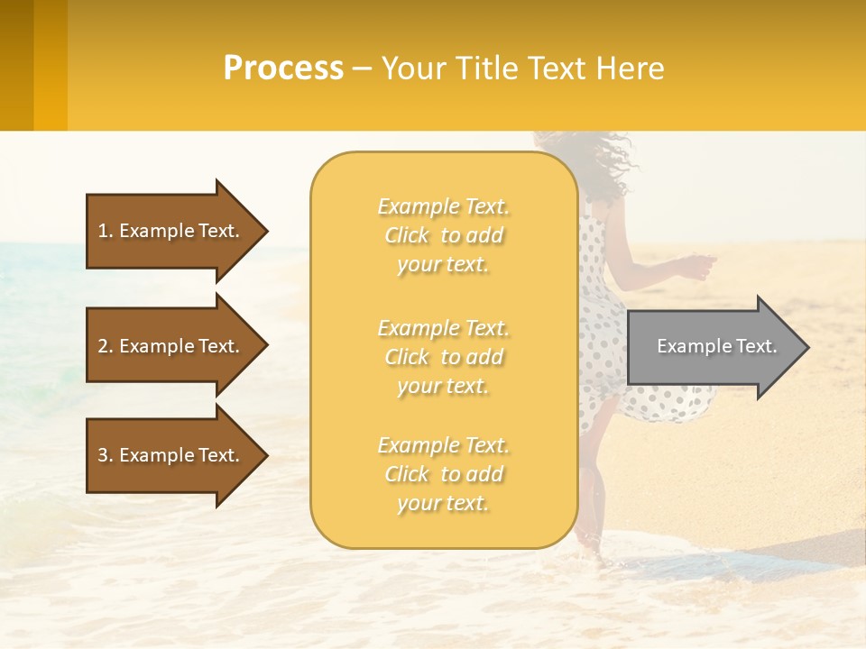 Girl Running On The Sand Of The Sea PowerPoint Template