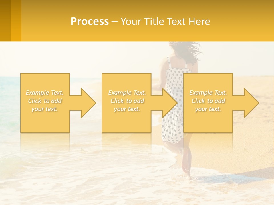 Girl Running On The Sand Of The Sea PowerPoint Template