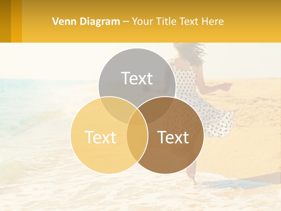 Girl Running On The Sand Of The Sea PowerPoint Template