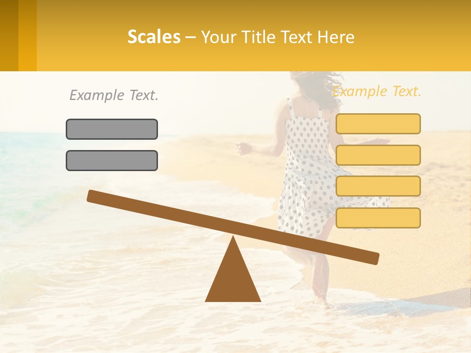 Girl Running On The Sand Of The Sea PowerPoint Template