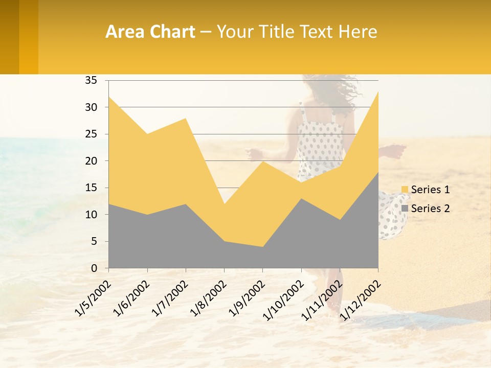 Girl Running On The Sand Of The Sea PowerPoint Template