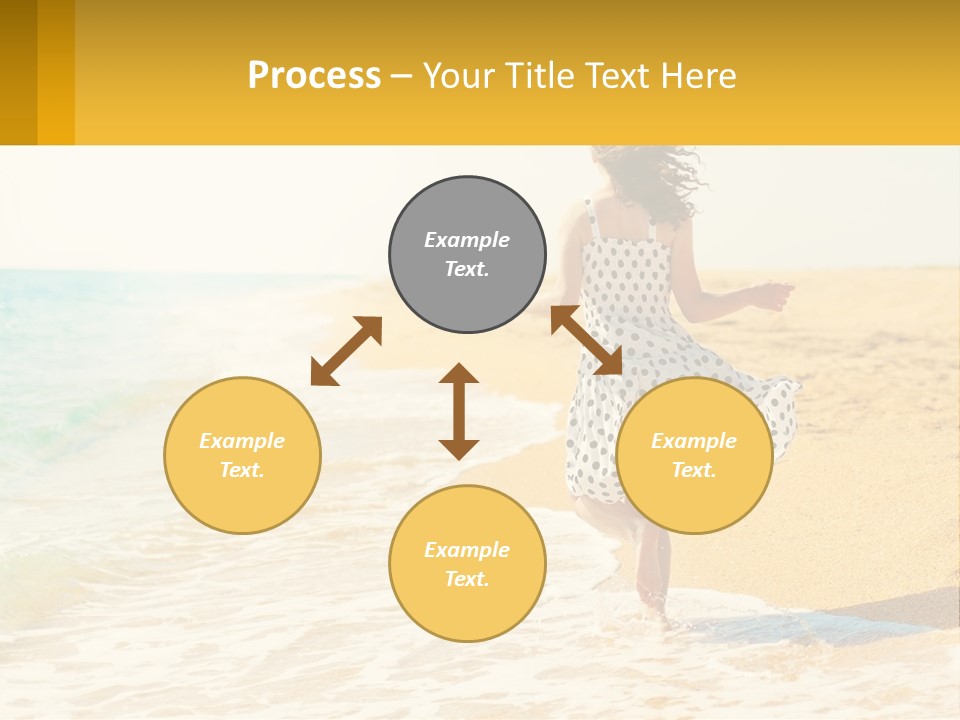 Girl Running On The Sand Of The Sea PowerPoint Template