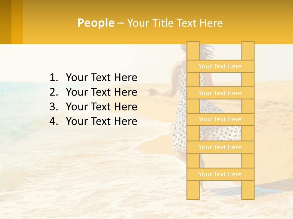 Girl Running On The Sand Of The Sea PowerPoint Template