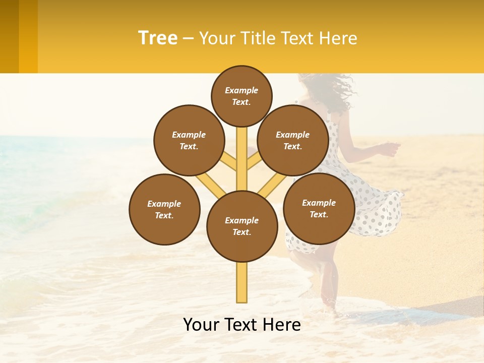 Girl Running On The Sand Of The Sea PowerPoint Template