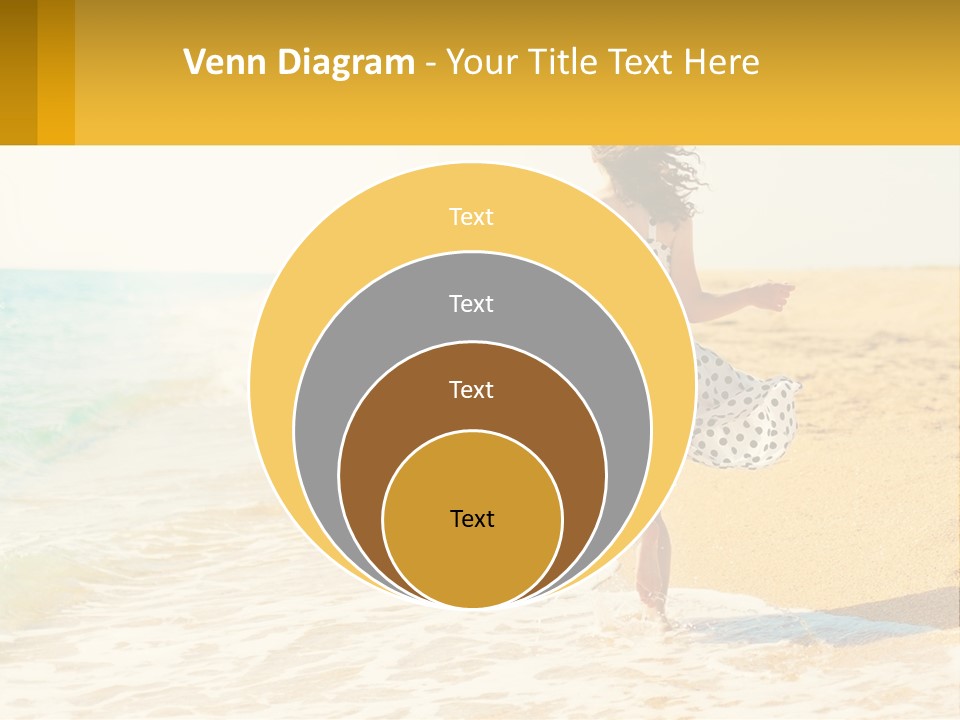 Girl Running On The Sand Of The Sea PowerPoint Template