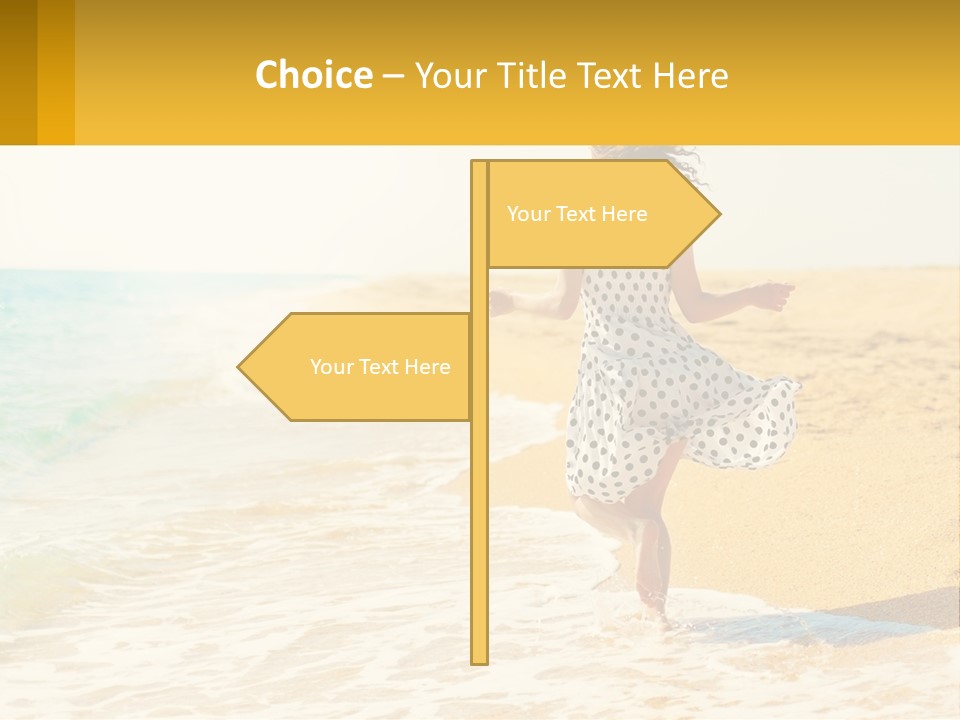 Girl Running On The Sand Of The Sea PowerPoint Template