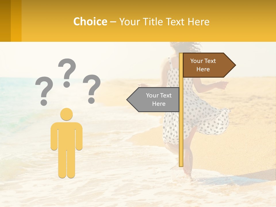 Girl Running On The Sand Of The Sea PowerPoint Template