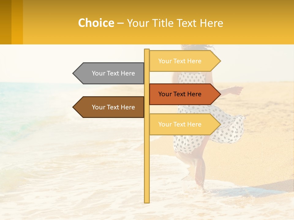 Girl Running On The Sand Of The Sea PowerPoint Template