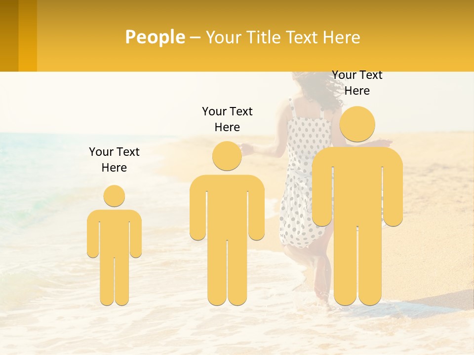 Girl Running On The Sand Of The Sea PowerPoint Template