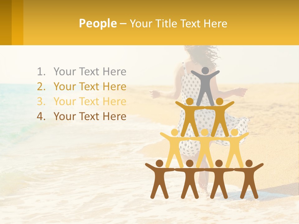 Girl Running On The Sand Of The Sea PowerPoint Template