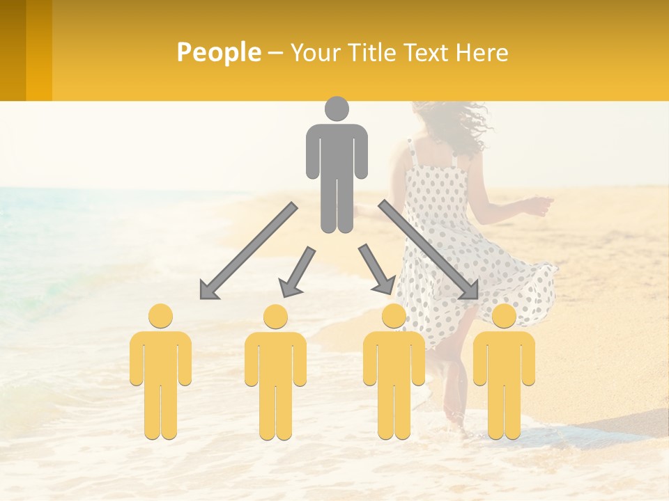 Girl Running On The Sand Of The Sea PowerPoint Template