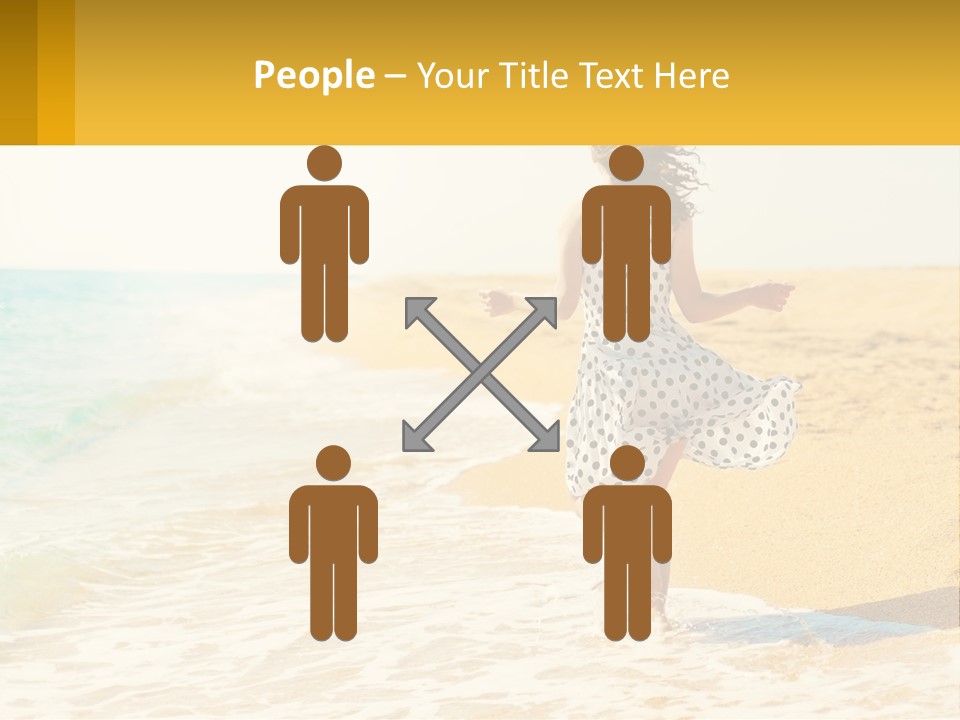 Girl Running On The Sand Of The Sea PowerPoint Template