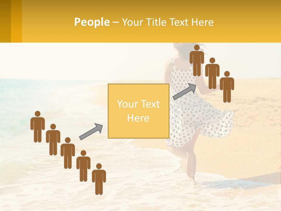 Girl Running On The Sand Of The Sea PowerPoint Template