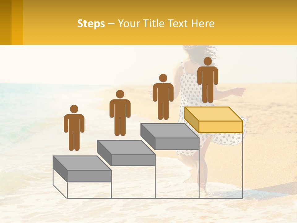 Girl Running On The Sand Of The Sea PowerPoint Template