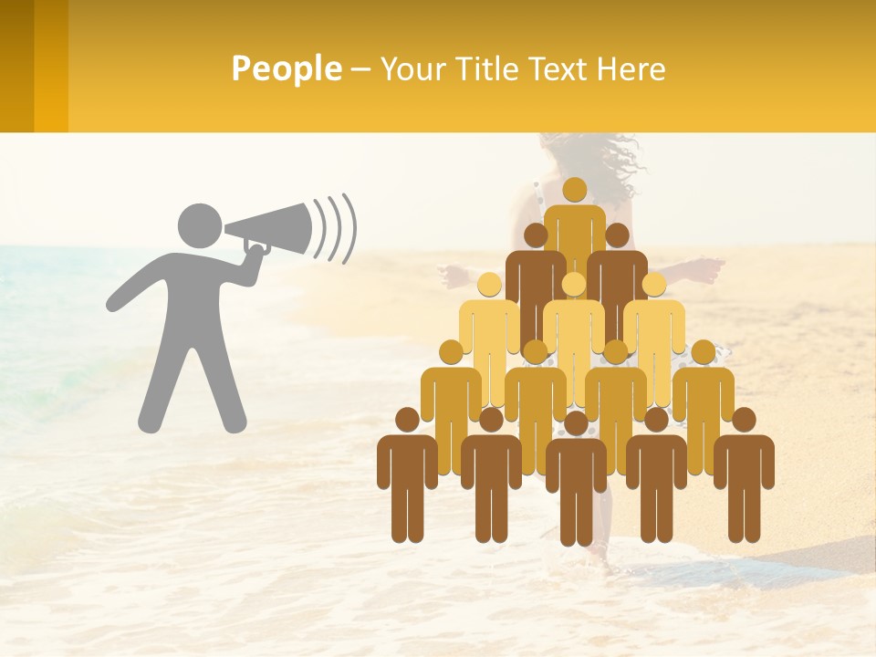 Girl Running On The Sand Of The Sea PowerPoint Template