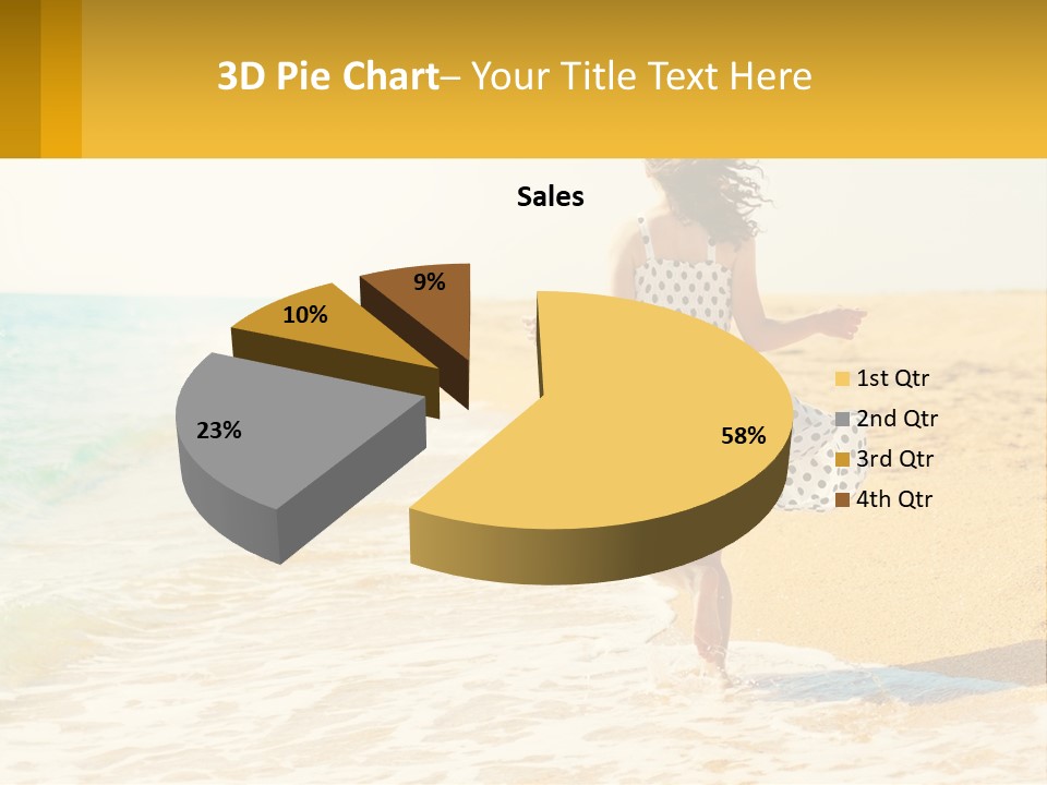 Girl Running On The Sand Of The Sea PowerPoint Template