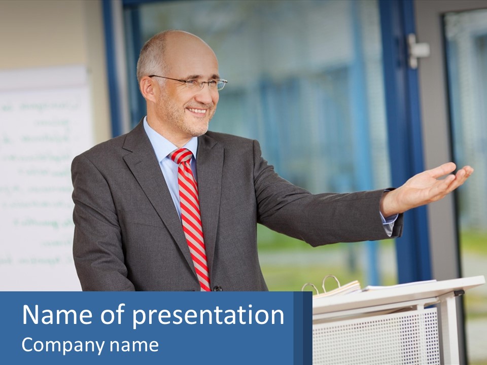 Man Reading A Report PowerPoint Template