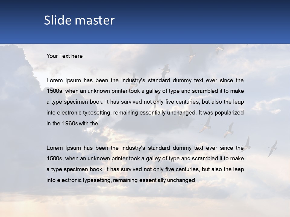 Birds In The Form Of A Key In The Sky PowerPoint Template