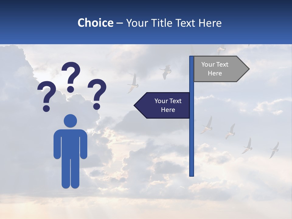Birds In The Form Of A Key In The Sky PowerPoint Template