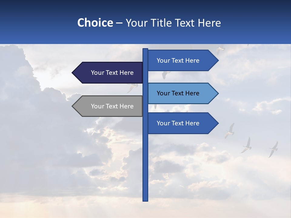 Birds In The Form Of A Key In The Sky PowerPoint Template