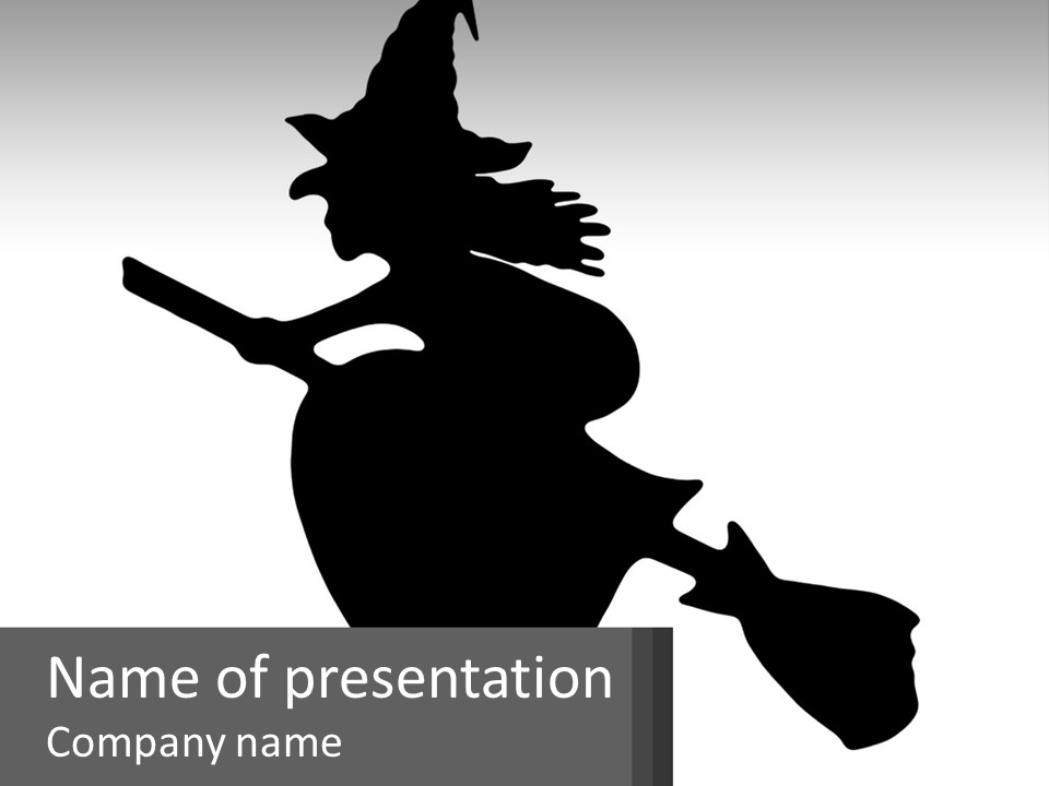 Witch On A Broomstick PowerPoint Template