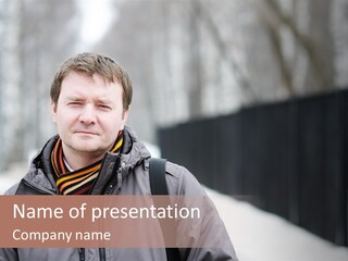 Guy In A Scarf PowerPoint Template