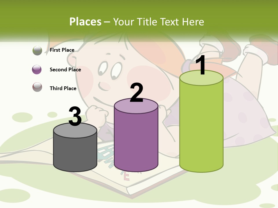 Cartoon Girl Reading A Book PowerPoint Template