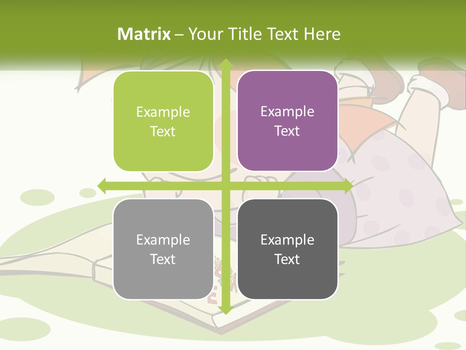 Cartoon Girl Reading A Book PowerPoint Template