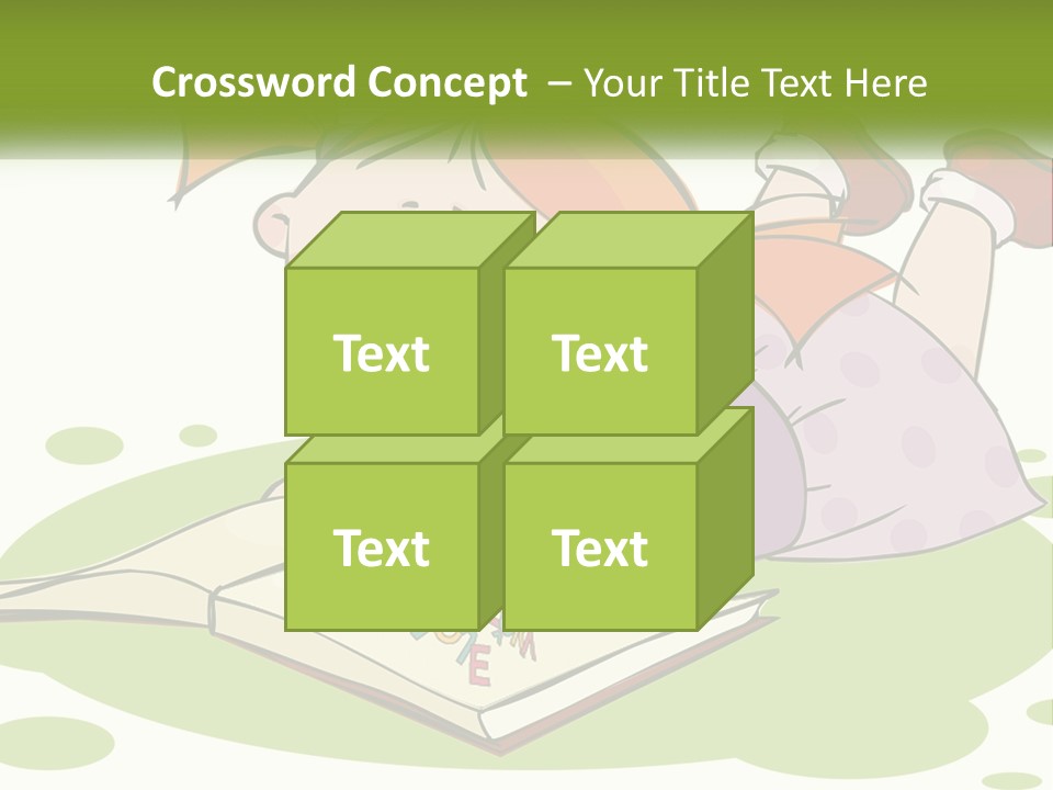 Cartoon Girl Reading A Book PowerPoint Template